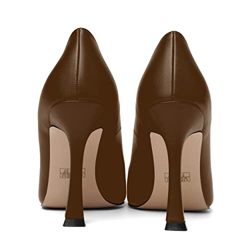 AMBELIGHT Womens Solid Dress Slip On Matte Elegant Pointed Toe Stiletto High Heel Pumps Shoes 4 Inch4
