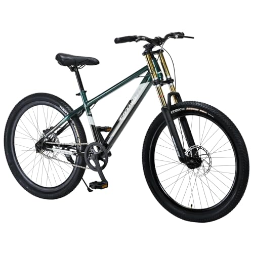 Image of FitTrip Adult Super Dominator Non Gear | 27.5 Inch Stunt MTB | Imported Double Crown Suspension | 160MM Jak Dual Disk Brakes | Best Single Speed Stunt Cycle (British Racing Green)