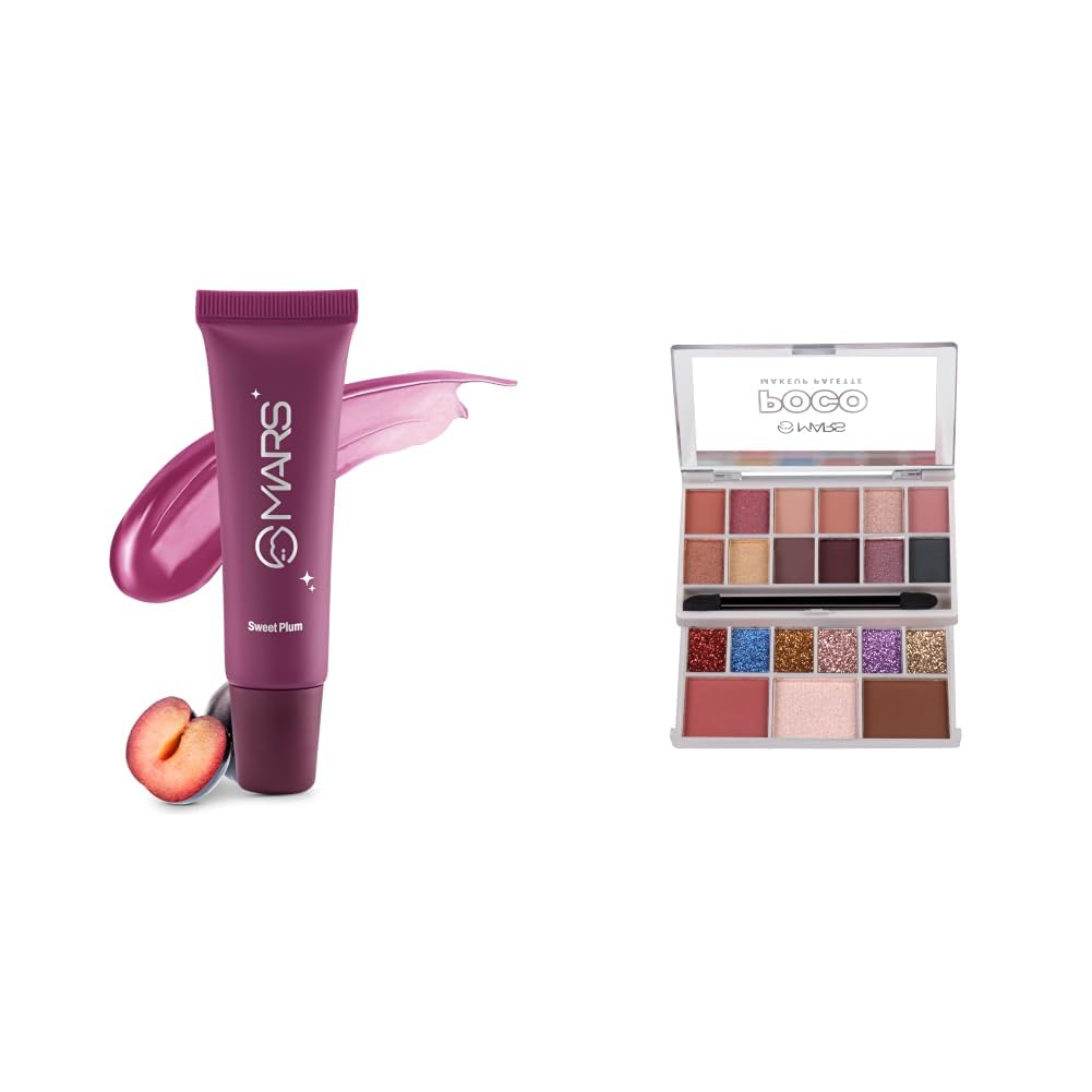 MARS Lippy Top Hydrating Lip Gel 10ml 05-SWEET PLUM MARS Poco Face Makeup and eyeshadow Palette with Slider Case-image-5