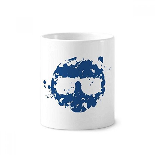 Gobelet céramique bleu motif lunettes rondes pour sublimer votre salle de bain ou bureau