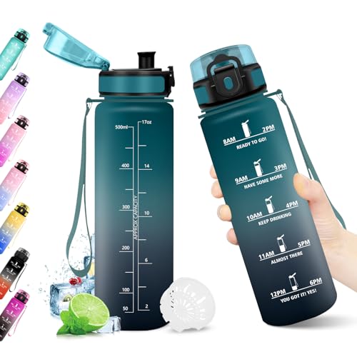 Trinkflasche 500ml, Wasserflasche mit Zeitmarkierung, Trinkflasche mit Filter, Auslaufsicher, BPA-frei, Sportflasche für Fitness, Fahrrad, Büro, Schule, Outdoor, Yoga, Erwachsene, Sprudel geeignet Trinkflasche 500ml, Wasserflasche mit Zeitmarkierung, Trinkflasche mit Filter, Auslaufsicher, BPA-frei, Sportflasche für Fitness, Fahrrad, Büro, Schule, Outdoor, Yoga, Erwachsene, Sprudel geeignet