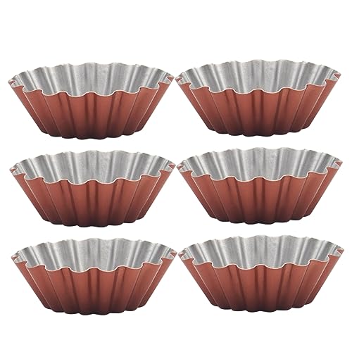 Unomor 6-piece Egg Tart Molds Baking Muffin Tin Pudding Moulds Bakeware Set for Cookies Jumbo Muffin Tins