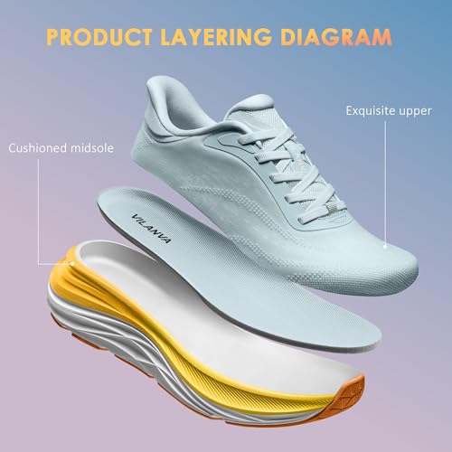 Vilanva Women's Walking Shoes Cushion Running Tennis Shoes Non-Slip Comfortable Workout Gym Sports Athletic Fashion Sneakers Light Blue - image 6