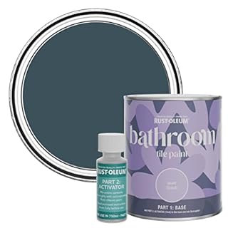 Rust-Oleum Blue Water-Resistant Bathroom Tile Paint in Matt Finish - Evening Blue 750ml