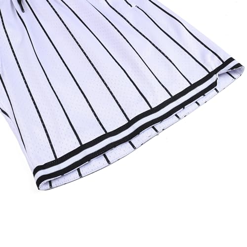 D Dehaner D84939435 Dehaner Basketball Shorts For Men Mesh Gym Athletic Practice Sports Exercise Workout Striped Vintage Shorts 7 Inches Inseam,Black Pinstriped-White Shorts,Men Size Medium thumb #4