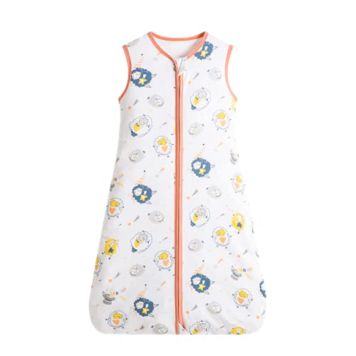 Rolisbear Saco de Dormir para Bebé de Transpirable,Súper Suave, 100% Algodón Sin Mangas, 0.5 TOG, Saco de Dormir de Unisex para Bebés(Oveja,L)