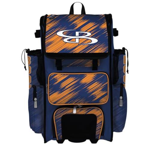 Boombah Superpack Hybrid Rolling Bat Bag - Wheeled & Backpack Version - Scratch Bat Pack Royal Blue/Autumn Glory/White