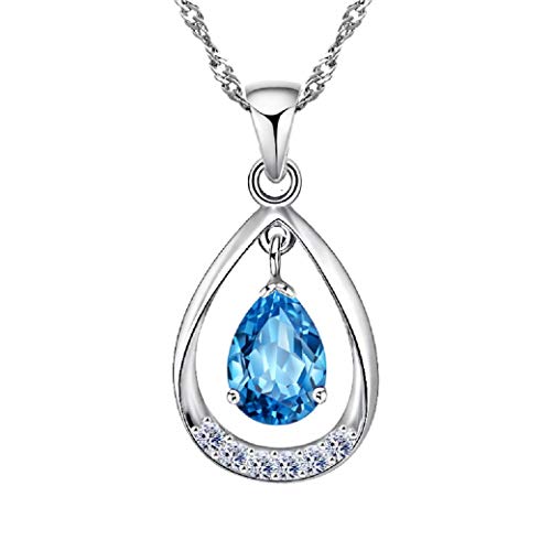 Pendentif topaze bleue suisse diamant argent pour éviter le ternissement