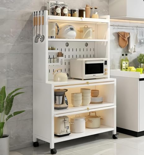 Opiniones de Tammex los mejores 5. 42 Alacenas para Cocina 5 Niveles con Ruedas Y Cajas De Almacenaje Y Ganchos Estante De Cocina Armario De Gabinete Microondas Estante Pie con Puerta Buffet De Armario De Café...