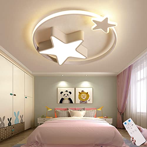 LED Iluminación De Techo Regulable Para Habitación De Niños 36W Lámparas De Techo De Dormitorio Moderno Con Control Remoto Candelabro Blanca Para Sala De Estar Comedor Oficina Lámpara Colgante (50CM) Cover