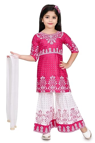 Image of Cotton Baby Girls Ethnic Rayon Kurta Sharara Set With Dupatta (Size 9 Months & Up To 10 Year)