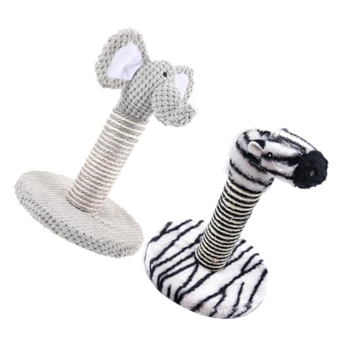 Set 2 postes rascadores para gatos POPETPOP diseño elefante y cebra miniatura 1