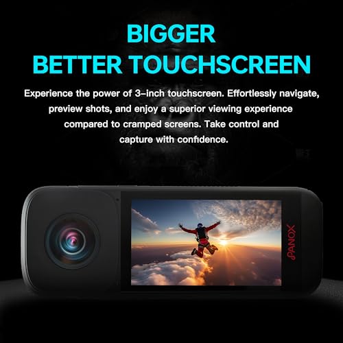 Panox P223 V2 360 Vlog Camera With 1/2 Inch 48Mp Sensors,5.7K 360 Video,72Mp 360 Photo,In-Camera One-Click Quick Share,Multi-Platform 4K 360 Live Streaming,3.0 Inch Touchscreen,Fast Charging,Stabilization thumb #3