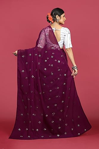 Image of Glory Sarees Women's Georgette Embroidery Saree With Blouse Piece (GLF721 Parent)