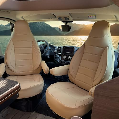 Auto Interieur Meester Lot de 2 housses de siège compatibles avec Fiat Ducato, camping-car, pour conducteur et passager, avec housses d'accoudoir, pour...