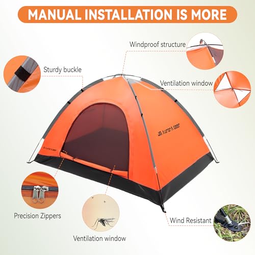 2 Person Camping Tent 4 Person Tents for Camping Windproof Tents for Camping Hiking Backpacking Traveling 2/3/4 Family People Tents for Camping Portable Tent with Carry Bag - Image 4