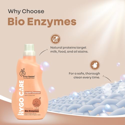 Image of R for Rabbit Hygocare 1000 ml Baby Liquid Cleanser for Washing Toys|Nipples Powered by Bio Enzymes Residue Free Anti Bacterial