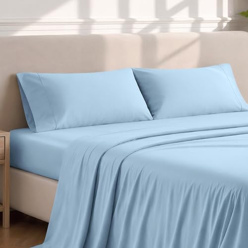 Image of Bare Home Microfiber Pillow Cases - Standard /Queen Size Set of 2 - Cooling Pillowcases - Double Brushed - Light Blue Pillowcases 2 Pack - Easy Care (Standard Pillowcase Set of 2, Light Blue)