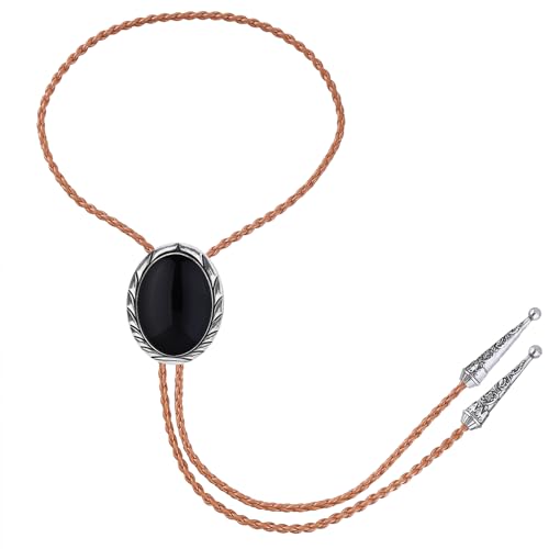 Image of Btilasif Bolo Tie Brown for Men, Scorpion Luminous Stone Cowboy Tie Western Leather Necktie Necklace for Women