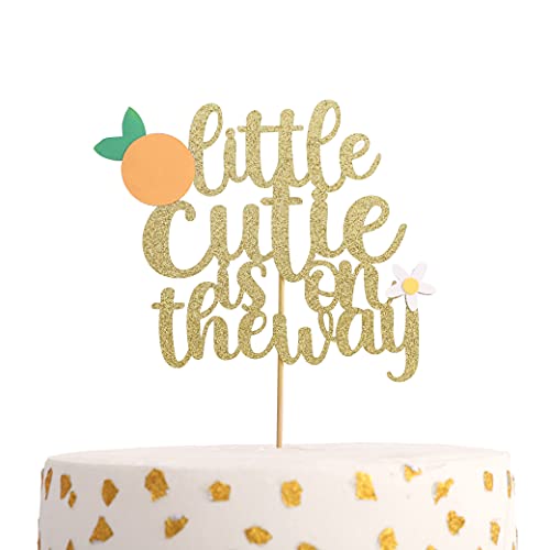A Little Cutie Is On The Way Cake Topper, Little Cutie Sign,Orange Theme Birthday, Cutie Baby Shower, Little Cutie Birthday Party Supplies, Citrus Cake Topper (Little Cutie Cake Topper)