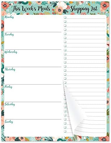 Meal Planner and Shopping List - Weekly Magnetic Notepads 7'' x 9'' Pad with Tear Off Convenient Notepad Magnet Refrigerator or Desk