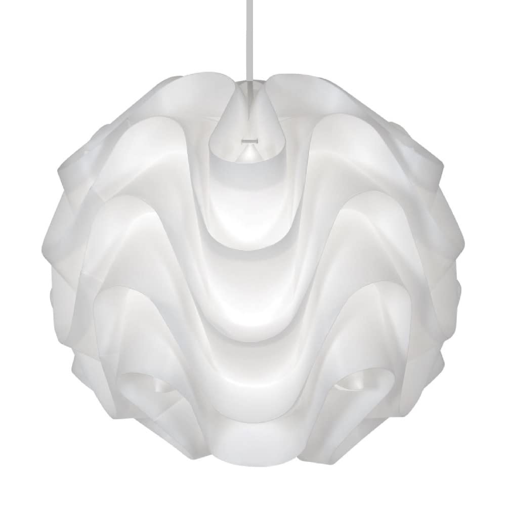 BritaliaWhite Polycarbonate Vintage Retro Easy Fit Wavy Abstract Globe Pendant Shade | 41cm Diameter (16") | None Electric Ceiling Lampshade | Fits All Lampholder Types E14 E27 B15 B22