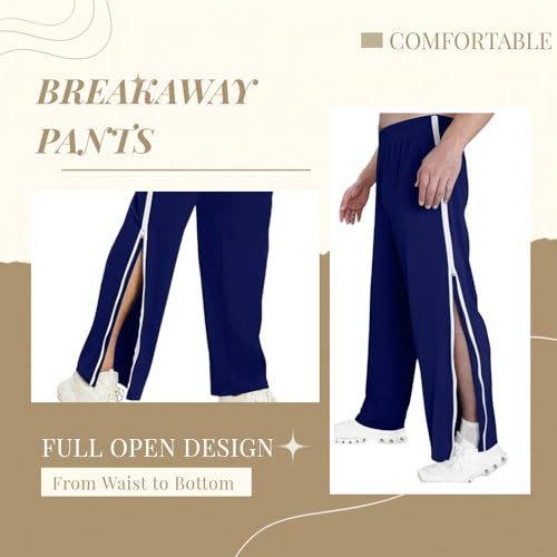 WEEOATAR Men Tear Away Pants Post Surgery Pants Breakaway Basketball Pants,2 Sides Zippers with Pockets,Open Bottom and Loose Fit Recovery Pants for Post-op,Disabled and Incontinence(Dark Blue,L)3