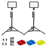 Neewer 2-Pack Video Conference Light Kit, 22W 3200K~5600K Dimmable LED Video Light with Remote Control, 50” Light Stand and Color Filter for Zoom Calls, Remote Working, Vlog, Live Streaming, Gaming