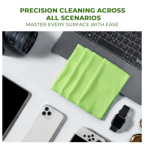 Image of Microfiber Utility Cleaning Towels | 400 GSM Ultra-Soft Cloths for Windows, Glass, Mirror, Car & Kitchen | Streak-Free, Lint-Free | 40 x 40 cm | Aqua Green | Pack of 4