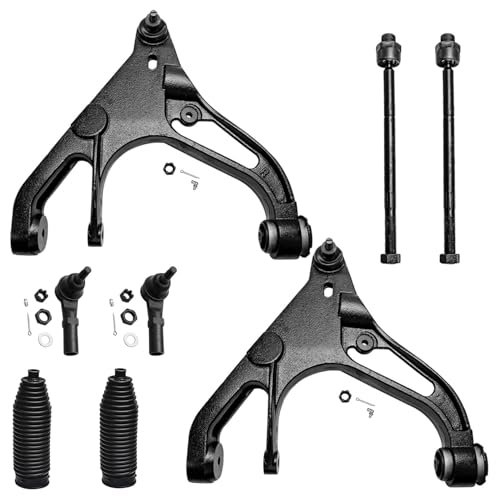 Image of Detroit Axle - 4WD Front End Suspension Kit for 02-05 Dodge Ram 1500, 2 Lower Control Arms w /Ball Joint 4 Tie Rod Ends 2 Boots + Bellows 2002 2003 2004 2005 Replacement - 8pc Set