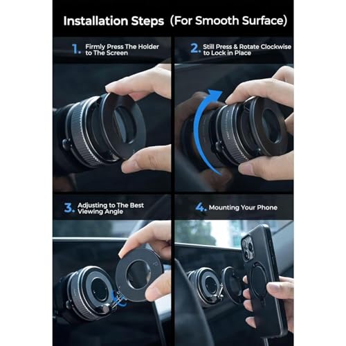Image of Nulaxy Car Mobile Holder for Dashboard Vacuum Suction180 Rotate Phone Holder Wiper, Mount Hand Handle Cleaning FreeVacuum Wiper Rotate Magnetic Cell Phone Stand