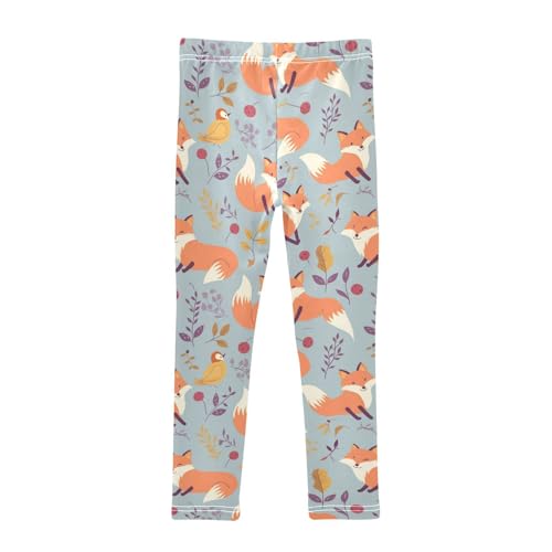 Girls Leggings Autumn Cute Fox Bird Leaves Kids Length Leggings Pants Toddler Athletic Soft Tights Trousers 4T2