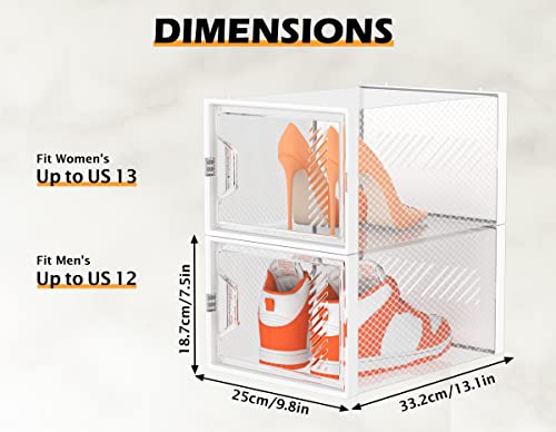 Image of SIMPDIY Shoe Organizer, 12 Pack Shoe Storage Shoe Organizer for Closet, Shoe Boxes Clear Plastic Stackable Shoe Storage Boxes for Size 13