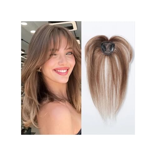 Retrouvez la confiance avec le postiche en cheveux humains Remy brun clair et frange 3D