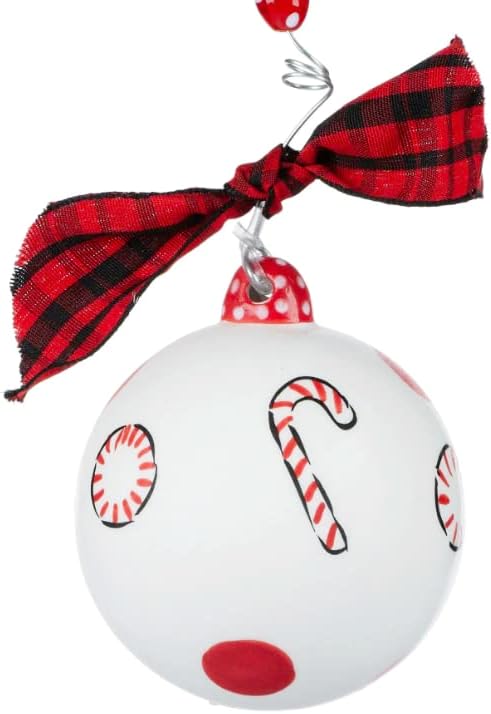 Glory Haus, Christmas Ornament, Hand Painted, Ceramic Ball (Peppermint Santa) - Image 2