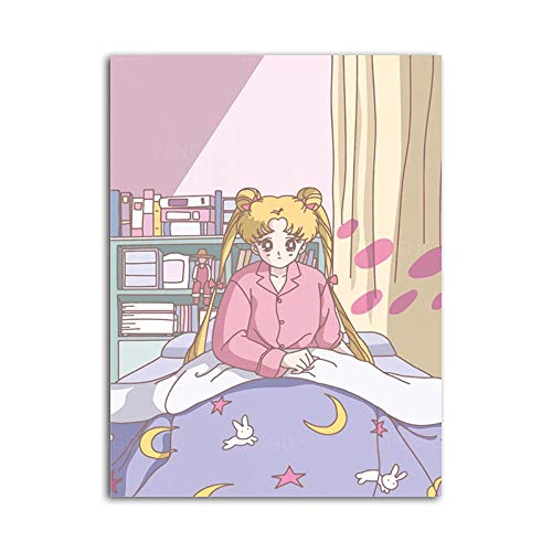 Sailor Moon Canvas Wall Art Anime Cute Girl Posters Pink Theme Anime Wall Pintura Girls Room Bedroom...