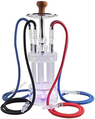 WEN Árabe de Cristal cachimba Set, Shisha 58 cm Modelo con Luces LED y cachimba de Control Remoto con Colores Brillantes, 4 Persona Cachimbas