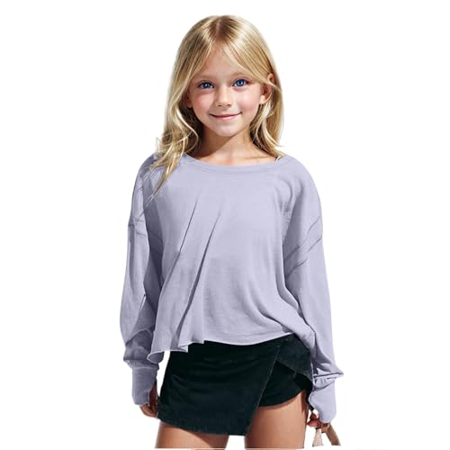 Spring Fall Tops for Kids Girls Motion Fashion Cute Crew Neck Long Sleeve Shirts Sports Casual Backless Tees3