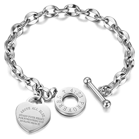 Emibele Heart Initial Bracelet with Bible Verse Cover