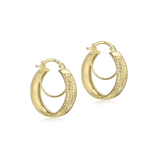 Créoles boucles d'oreilles femme or 375 petits anneaux or jaune 9 carats chic
