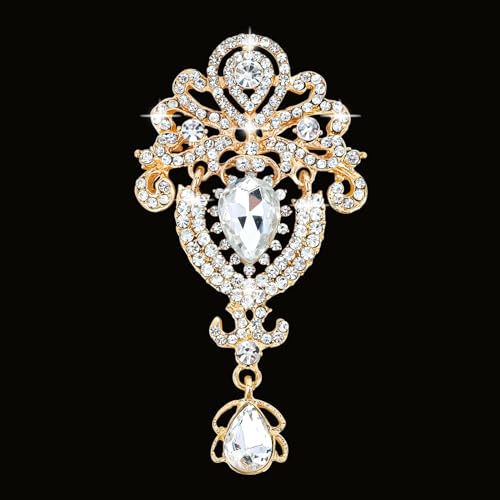 YARIEW Brooches for Women Vintage Rhinestone Brooch Pin for Women Drop Flower Brooch for Business Bouquet Corsage Wedding Party Accessories Holiday Christmas Gifts3