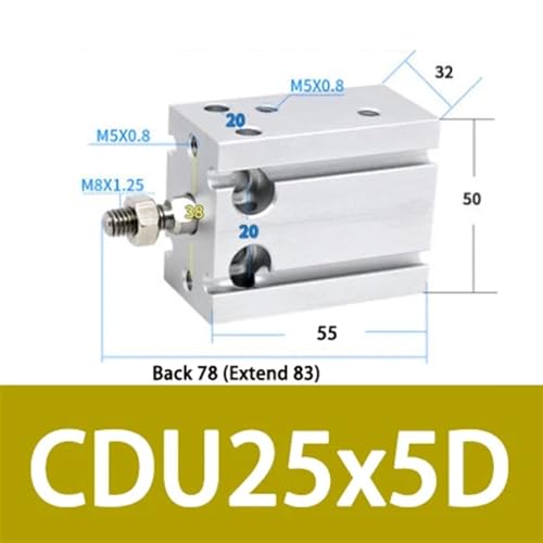 Cilindros de aire cuadrados de instalación libre CDU mini de doble efecto 3