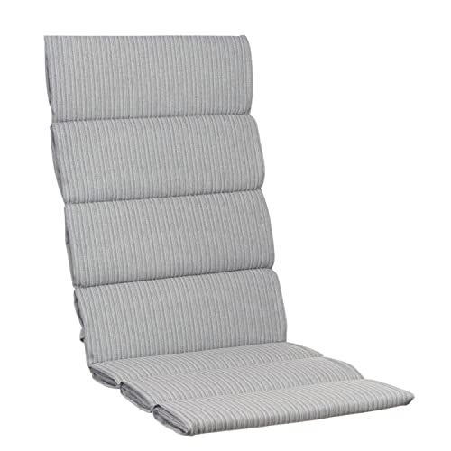 KETTtex EXKLUSIV Auflage Hochlehner Hellgrau-gestreift I Gartenstuhl Polster 123x50x3cm I KTH1 Sitzauflage formbeständig I Stuhlauflage knitterfrei I pflegeleichtes Sitzkissen I Dessin 2207