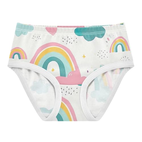 Toddler Briefs, Rainbow Cloud Cotton Girls Underwear, 2T–8 Years