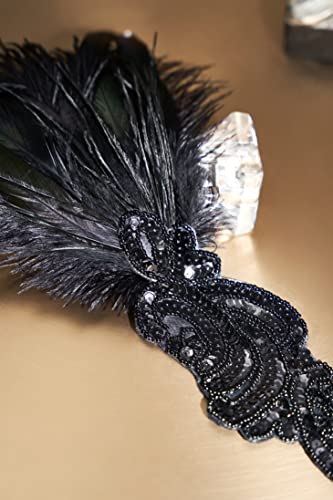 BABEYOND 1920s Stirnband Damen Gatsby Kostüm Accessoires 21er Jahre Flapper Feder Haarband Schwarz