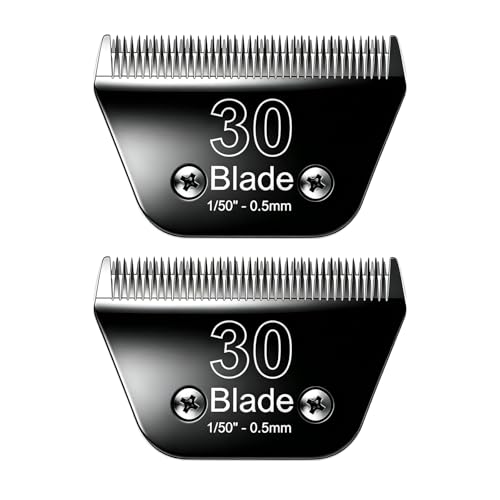 2PCS 30W Wide Blades for Dog Grooming Blades Compatible with Andis Dog Clippers Stainless Steel Dog Clipper Blades Compatible with Oster A5 Wahl km10 for Animal Dog Cat Horse Black