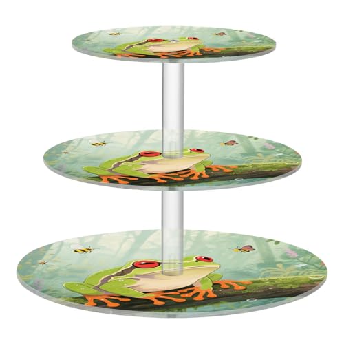 Frog on Branch Pattern Clear Tray Spill-Proof Three-Layer Display Trays Store Sundries In The Entrance Hall