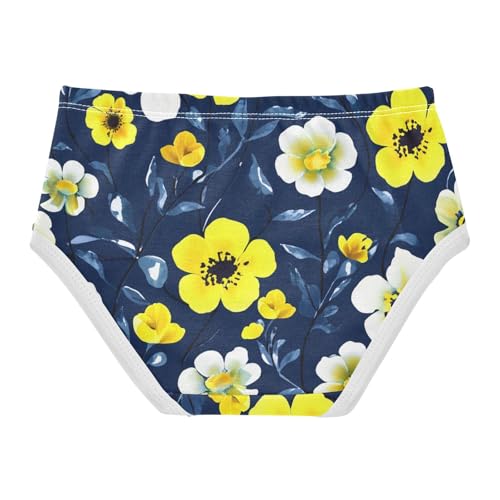 Cotton Girls Underwear Toddler Floral Yellow White Flowers Dark Blue Cute Panties Girl Florals Underpants Briefs 2t2