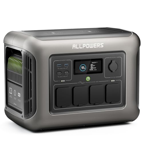 ALLPOWERS R1500 Portable Power Station 1152Wh LiFePO4 Battery 1800W (Peak 3000W) Solar Generator AC Outlet Emergency Mobile for Garden, Party, Travel, Camping, Motorhome
