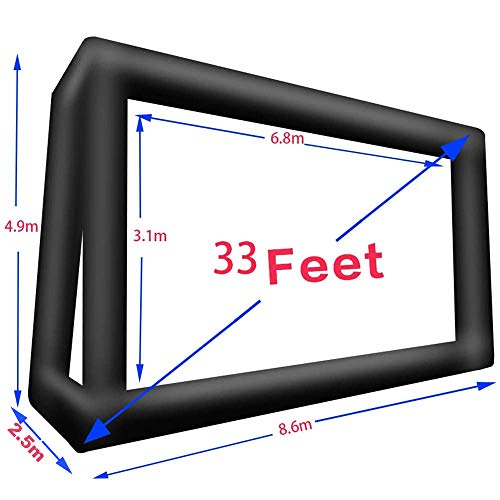 Fitnessandfun 33' Huge Inflatable Movie Screen Outdoor Incl Blower - Seamless Front And Rear Projection - Portable Blow Up Projector Screen For Churches, Grand Parties, Backyard Pool Fun(33 Feet) #TOP1